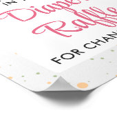 ピンクのテディベア赤ちゃんシャワーおむつラッフルゲーム ポスター (角)