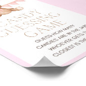 ピンクのテディベア赤ちゃんシャワーのサイン ポスター (角)