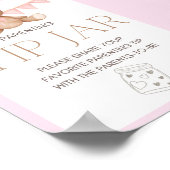 ピンクのテディベア赤ちゃんシャワーのサイン ポスター (角)