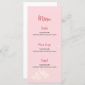 ピンクのテディベア赤ちゃんシャワーのメニューカード メニュー (正面/裏面)