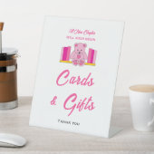 ピンクのテディベア赤ちゃんシャワーカード&ギフトサイン 台座サイン (インサイチュ)