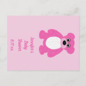 ピンクのテディベア赤ちゃんシャワービンゴゲームカード 案内ポストカード (裏面)