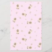 ピンクのテディベア赤ちゃんシャワービンゴゲーム チラシ (裏面)