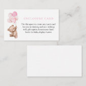 ピンクのテディベア赤ちゃんシャワー囲いカード エンクロージャーカード (正面/裏面)