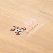 ピンクのテディベア赤ちゃんシャワー アクリル招待状 (レイダウン)