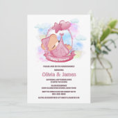 ピンクのテディベア赤ちゃんシャワー 招待状 (スタンド正面)