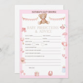 ピンクのテディベア赤ちゃんシャワー – 編集可能な名前， 5x7 招待状 (正面/裏面)