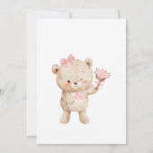 ピンクのテディベア　女の子の1歳の誕生日パーティー 招待状 (裏面)