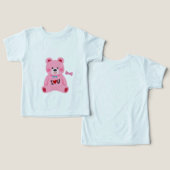 ピンクのテディベア I Love You ベビーTシャツ  (デザイン正面&裏面)