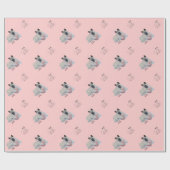 ピンクのテディー・ベアの芸術のかわいい日本語秋田 ラッピングペーパー (フラット)