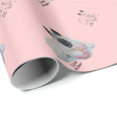 ピンクのテディー・ベアの芸術のかわいい日本語秋田 ラッピングペーパー (ロールコーナー)