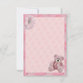 ピンクのテディー・ベア及び花はベビーシャワー感謝していしています サンキューカード (裏面)