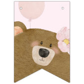 ピンクのテディ我々は心から女の子の赤ちゃんシャワーを待つことができる バンティングフラッグ (第1の旗)