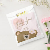 ピンクのテディ我々は心から女の子の赤ちゃんシャワーを待つことができる フェイバーバッグ (封をした状態)