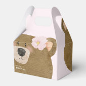 ピンクのテディ我々は心から女の子の赤ちゃんシャワーを待つことができる フェイバーボックス (裏面サイド)