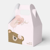 ピンクのテディ我々は心から女の子の赤ちゃんシャワーを待つことができる フェイバーボックス (裏面サイド)