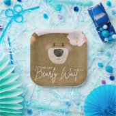 ピンクのテディ我々は心から女の子の赤ちゃんシャワーを待つことができる ペーパープレート (パーティー)