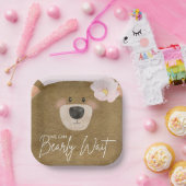 ピンクのテディ我々は心から女の子の赤ちゃんシャワーを待つことができる ペーパープレート (パーティー)