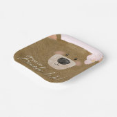 ピンクのテディ我々は心から女の子の赤ちゃんシャワーを待つことができる ペーパープレート (傾斜あり)