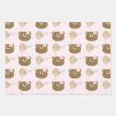 ピンクのテディ我々は心から女の子の赤ちゃんシャワーを待つことができる ラッピングペーパーシート (正面2)