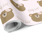 ピンクのテディ我々は心から女の子の赤ちゃんシャワーを待つことができる ラッピングペーパー (ロールコーナー)
