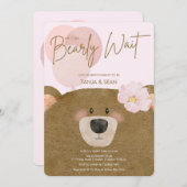 ピンクのテディ我々は心から女の子の赤ちゃんシャワーを待つことができる 招待状 (正面/裏面)