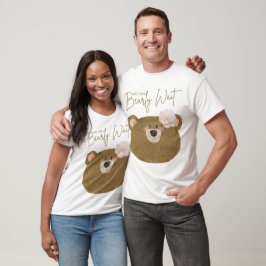 ピンクのテディ我々は心から女の子の赤ちゃんシャワーを待つことができる Tシャツ