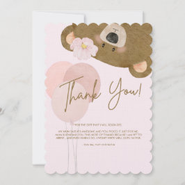 ピンクのテディ我々は心から女の子の赤ちゃんシャワーTha待ち サンキューカード