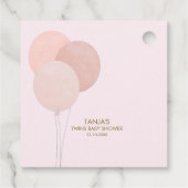 ピンクのテディ我々は真珠のように双子の赤ちゃんシャワーを待つことができる フェイバータグ (裏面)