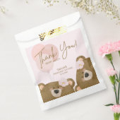 ピンクのテディ我々は真珠のように双子の赤ちゃんシャワーを待つことができる フェイバーバッグ (封をした状態)