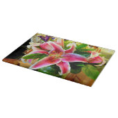 ピンクのテンゲのユリ切り盤 カッティングボード (角)