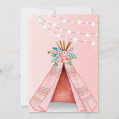 ピンクのテントで寝る誕生日パーティーの招待状 招待状 (裏面)