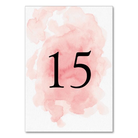 ピンクのテーブ結婚ル番号カードのスプラッシュ テーブルナンバー (正面)