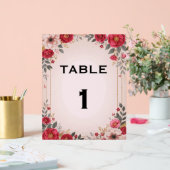 ピンクのテーブ結婚ル記号のフローラ アクリルサイン (ウェディング)