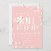 ピンクのテーマは彼女はオンダーフル誕生日招待状 招待状 (正面)