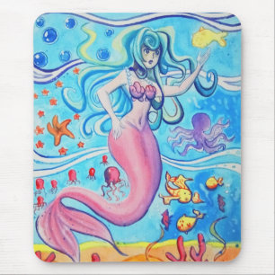 ピンクのテールフィンの人魚のマウスパッド マウスパッド