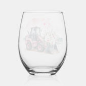 ピンクのディガーバケットの花 ステムなしワイングラス (裏面)