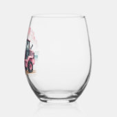 ピンクのディガーバケットの花 ステムなしワイングラス (左)