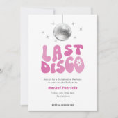 ピンクのディスコをテーマにした、最後のディスコ独身最後のパーティー 招待状 (正面)