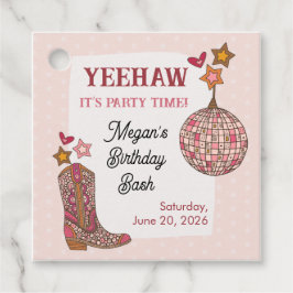 ピンクのディスコカウガールのバースデーファバータグ フェイバータグ