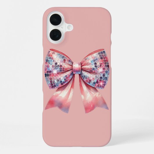 ピンクのディスコボールボウ iPhoneケース (裏面)