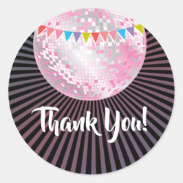 ピンクのディスコ感謝していボールよステッカー ラウンドシール