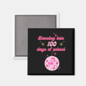 ピンクのディスコBaと100日の学校への踊り マグネット (正面/裏面)