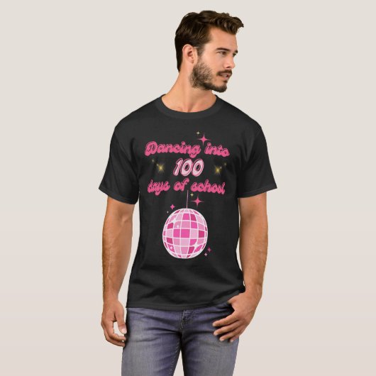 ピンクのディスコBaと100日の学校への踊り Tシャツ (正面フル)