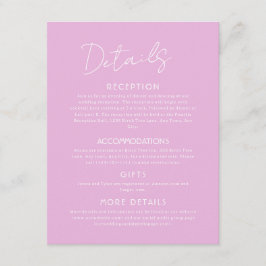 ピンクのディテールが大きなウェディングエンクロージャーカード エンクロージャーカード
