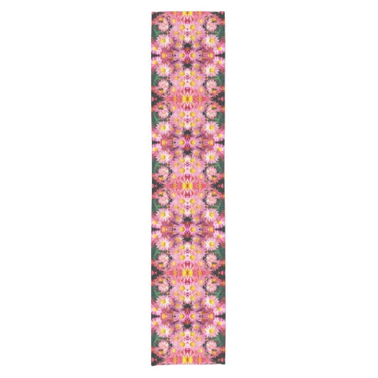 ピンクのデイジーとのまわりに抽象芸術 ショートテーブルランナー (正面)