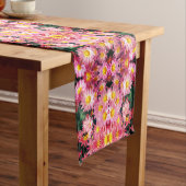 ピンクのデイジーとのまわりに抽象芸術 ショートテーブルランナー (インサイチュ)