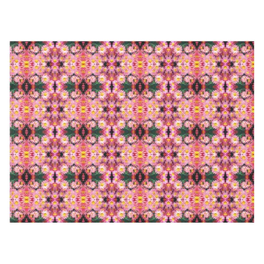 ピンクのデイジーとのまわりに抽象芸術 テーブルクロス (正面(横))