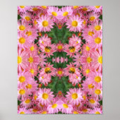 ピンクのデイジーとのまわりに抽象芸術 ポスター (正面)
