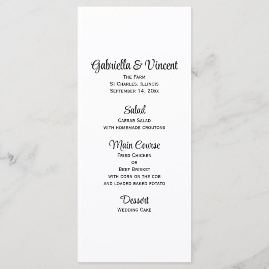 ピンクのデイジーとカウボーイブーツウェスタン結婚ズのメニュー メニュー (裏面)